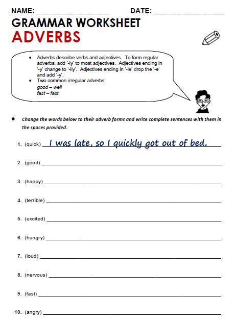 Adjectives And Adverbs Grammar Worksheets Adverbs Worksheet Adjectives