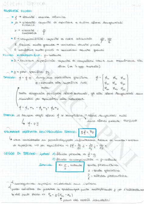 SCHEMI Meccanica Dei Fluidi Dispense Universitarie