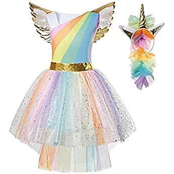 Mädchen Prinzessin Einhorn Kleid Kostüm 110 120 Etikett 120