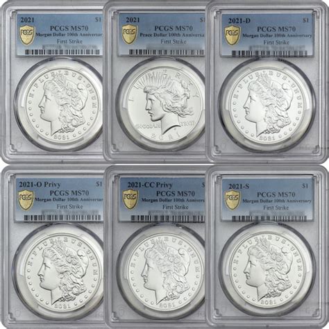 2021 Morgan And Peace Silver 6 Coin Set Ms70 Fs Pcgs Silvertowne