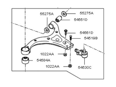 545004D101 Genuine Kia Arm Complete Front Lower