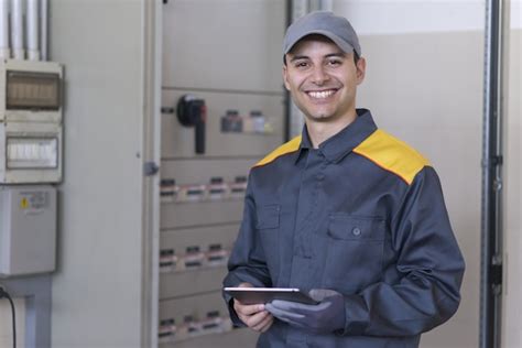 Retrato De Un Electricista En El Trabajo Foto Premium