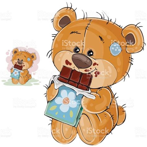 Vector Illustration Of A Brown Teddy Bear Sweet Tooth Holding In Its Teddybären Teddybär