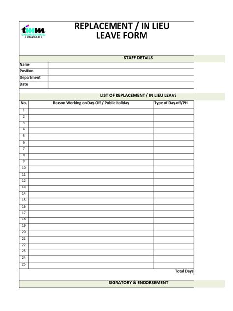 002 Admin Form Replacement Leave Pdf