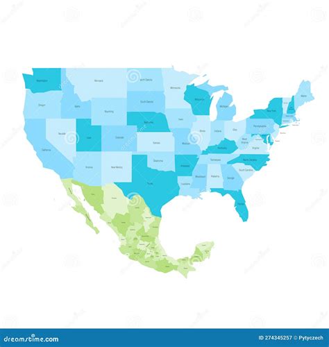 United States and Mexico Political Map Stock Illustration ...