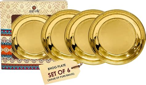 Amazon SATVIK 6 Pc Set Pure Brass Pujan Prasad Bhog Thali Mandir