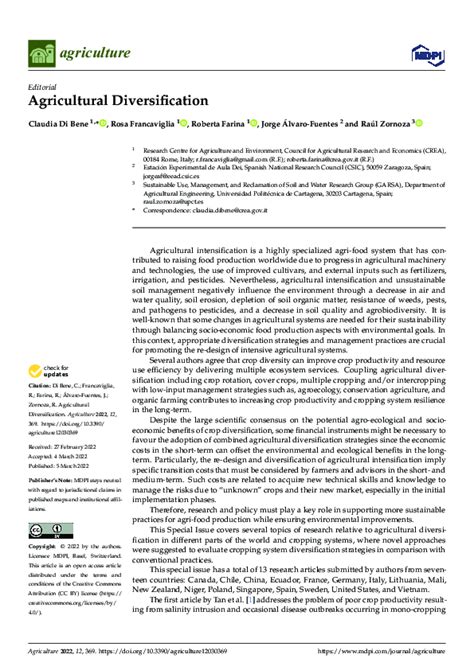 Pdf Agricultural Diversification Rosa Francaviglia