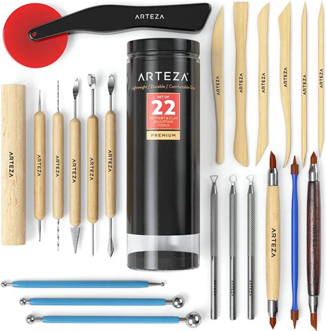 Arteza Outils de poterie et de sculpture d argile lot de 22 pièces