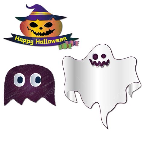 Happy Halloween Sticker Cute Vector Pumpkin Halloween Ghost Png And