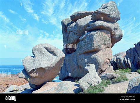 Pink Granite Coast Brittany France Stock Photo Alamy