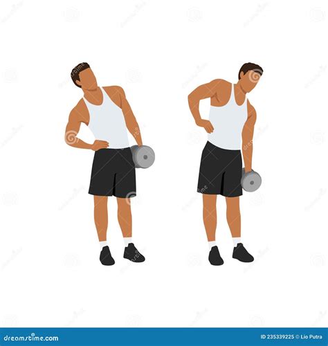 Man Doing Standing Dumbbell Side Bends Exercise Stock Vector Illustration Of Vector Isolated