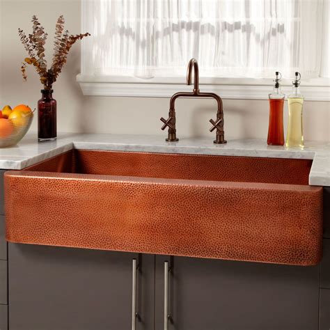 42 Fiona 6040 Offset Double Bowl Hammered Copper Farmhouse Sink Copper Farmhous Copper