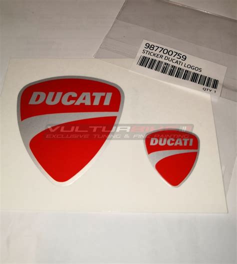 Original Ducati Logo Stickers Silver Red