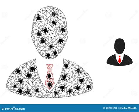 Triangulated Mesh Manager Icons With Virus Parts Stock Vector