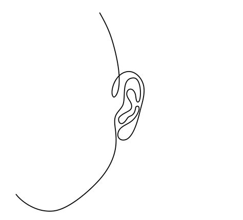 Human Ear Continuous One Line Drawing Vector Art At Vecteezy