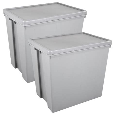 Wham Bam Grey Heavy Duty Upcycled Box And Lid 154l Set Of 2 Robert Dyas