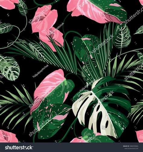 Tropic Summer Painting Seamless Pattern Exotic Stock Vector Royalty