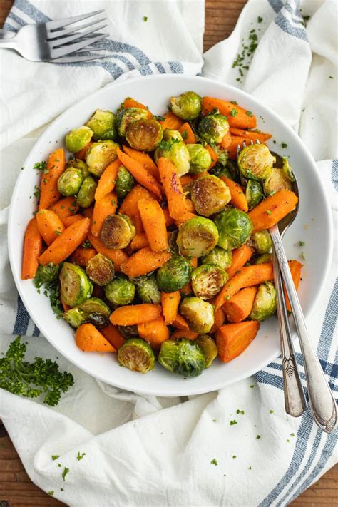 Roasted Brussels Sprouts And Carrots With Hot Honey Sprinkled With Balance