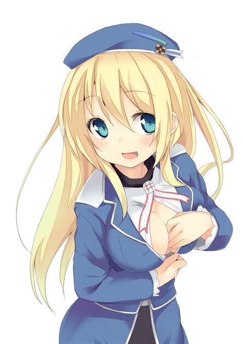 Safebooru 1girl Atago Kantai Collection Blonde Hair Blue Eyes Blush Breasts Cleavage Female