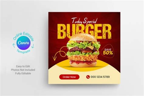 Canva Burger Food Social Media Post Graphic By Designoriel · Creative