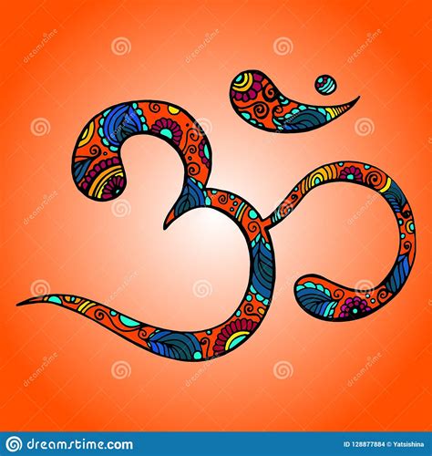 Hand Drawn Ohm Symbol Om With High Details Isolated Illustration In