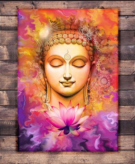 Colourful Buddha Meditationyoga Lotus Yoga Zen Canvas Print Etsy