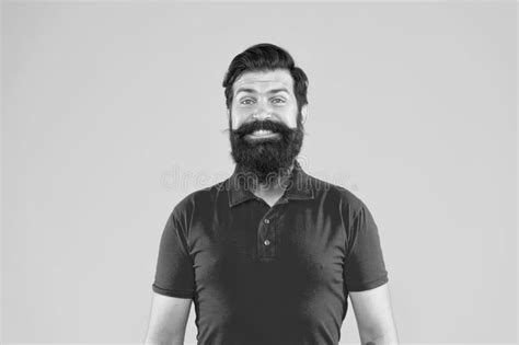 Hair And Beard Care Cheerful Male Face Portrait Mature Hipster With