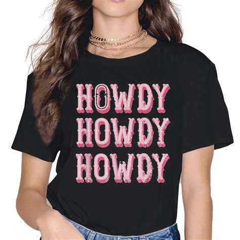 Zocavia Vintage Black Howdy Rodeo Western Country Southern Cowgirl T Shirt