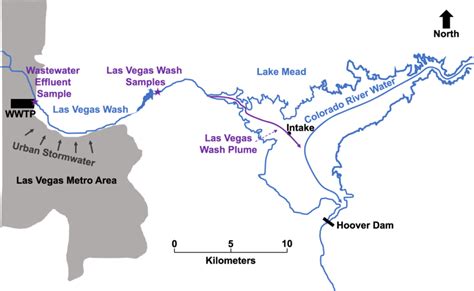 Map Of Las Vegas Wash And Lake Mead With Sampling Sites Indicated