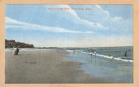 C1910 Surf At Ocean Bluff People Scene Brant Rock Ma P501 United States Massachusetts