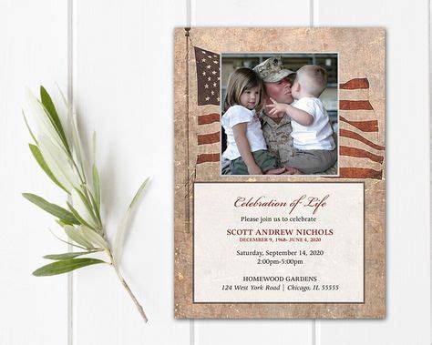 Celebration Of Life Invitation Military Funeral Announcement Memorial