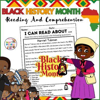 Harriet Tubman Reading And Comprehension Black History Month