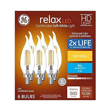 Ge Relax Pack Led Decorative Watt Equivalent Dimmable Soft White