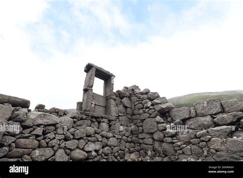 The Ruins Of Vilarinho Da Furna During The Dry Season When The Former