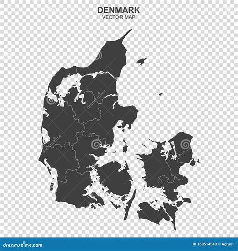 Political Map Of Denmark Isolated On Transparent Background Stock