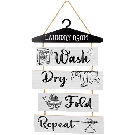 Laundry Room Wooden Sign Emblems Laundry Hanging Wall Decor Wooden