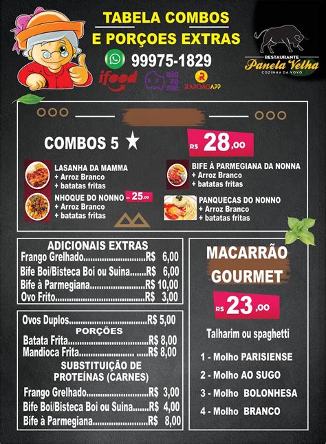 Menu Em Restaurante Panela Velha Cozinha Da Vov Foz Do Igua U