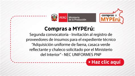 Compras a MYPErú Segunda convocatoria Invitación al registro de