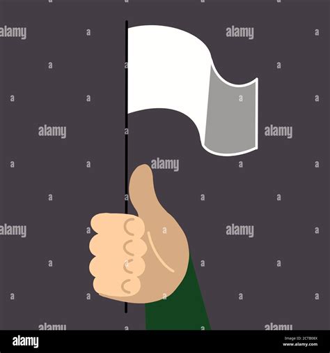 White Flag In Hand On Gray Background Illustration Surrender Stock
