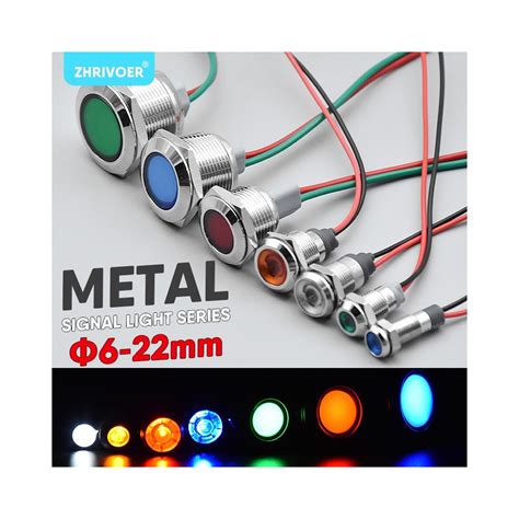 22mm 12 24V Zöld 1db IP67 Fém LED Figyelmeztető jelző lámpa