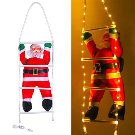 HLONK LED Light Up Christmas Santa Claus Climbing Ladder Doll Toys