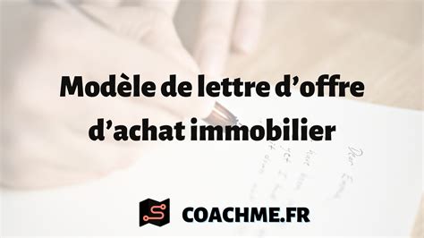 Modèle de lettre d offre d achat immobilier