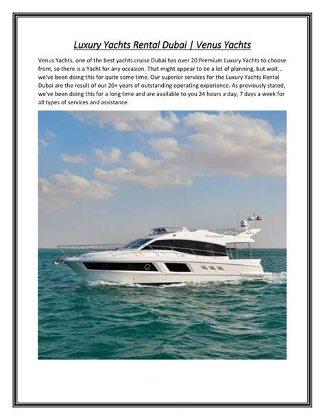 Ppt Luxury Yachts Rental Dubai Venus Yachts Powerpoint Presentation