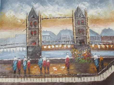 Tower Bridge Cityscape City Large Oil Painting Canvas Original Modern