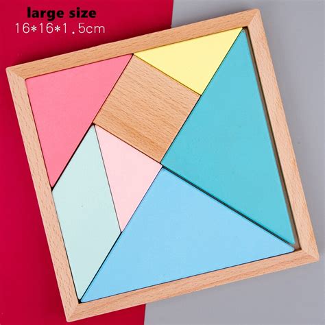 3D Houten Tangram Brain Game Puzzel Bloacks Kleurr Grandado