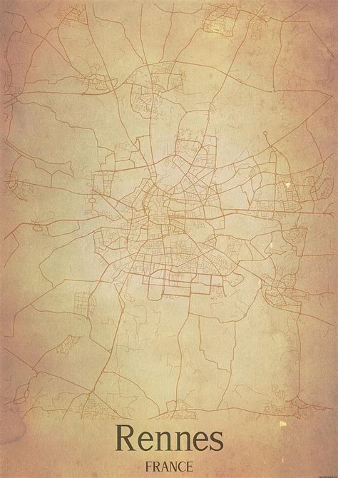 Vintage Map Of Rennes France Mixed Media By Sam Wed Pixels