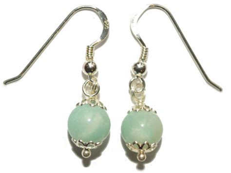 Boucles D Oreilles En Amazonite Pierre Boule De 8 Mm Et Argent 925