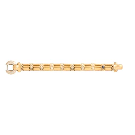 Italian Ct Gold Sapphire Bracelet With Feature Clip Clasp Bracelets