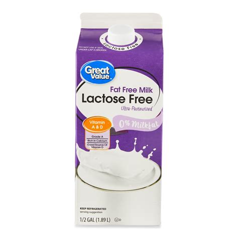 Great Value Lactose Free Skim Fat Free Milk Half Gallon Fl Oz