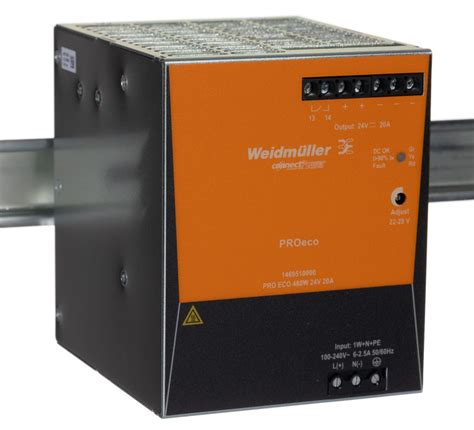 Weidmuller PRO ECO DIN Rail Power Supply 85 264V Ac Input 24V Dc